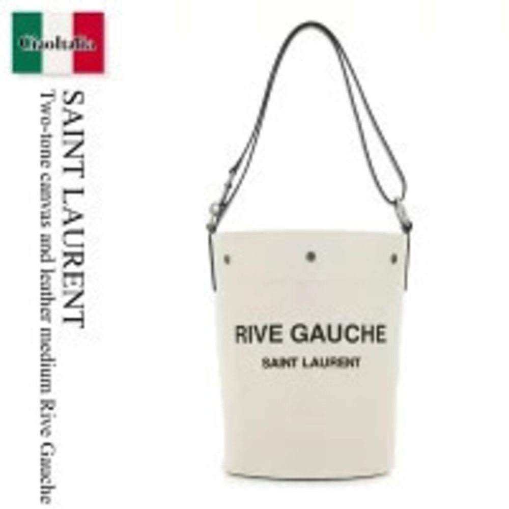 Saint Laurent Bag Handbag Two Tone Canvas Leather Rive Gauche